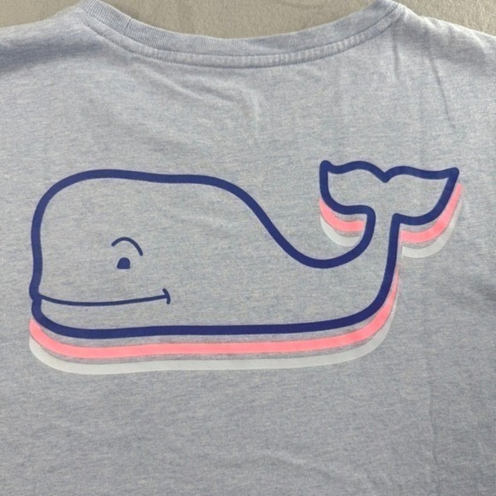 Vineyard Vines Blue Long Sleeve T-Shirt Women S Pocket Whale Logo - Picture 9 of 9